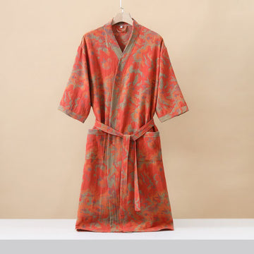Accappatoio Kimono in garza a doppio strato Jacquard