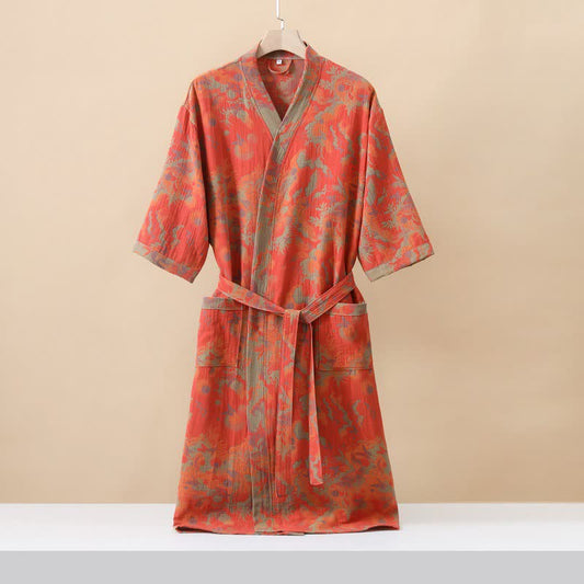 Accappatoio Kimono in garza a doppio strato Jacquard
