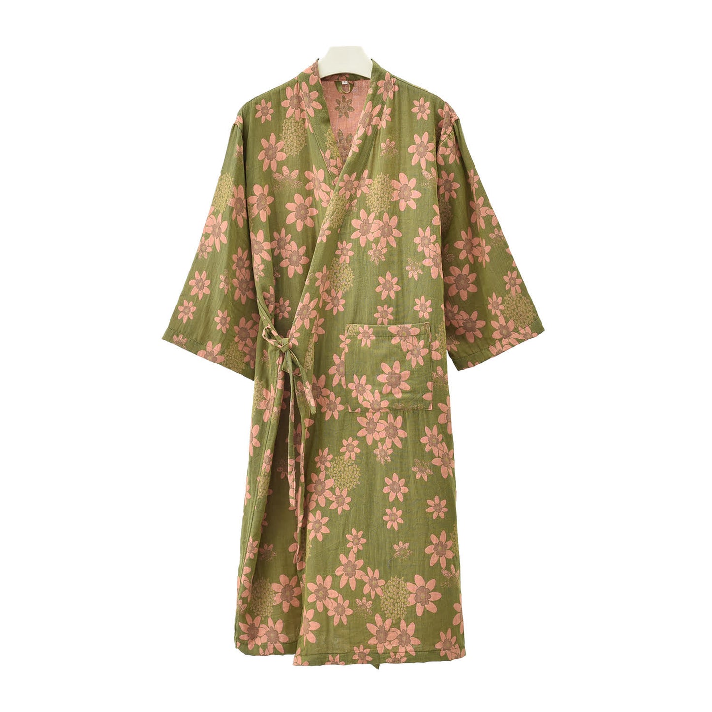 Accappatoio leggero in garza floreale jacquard