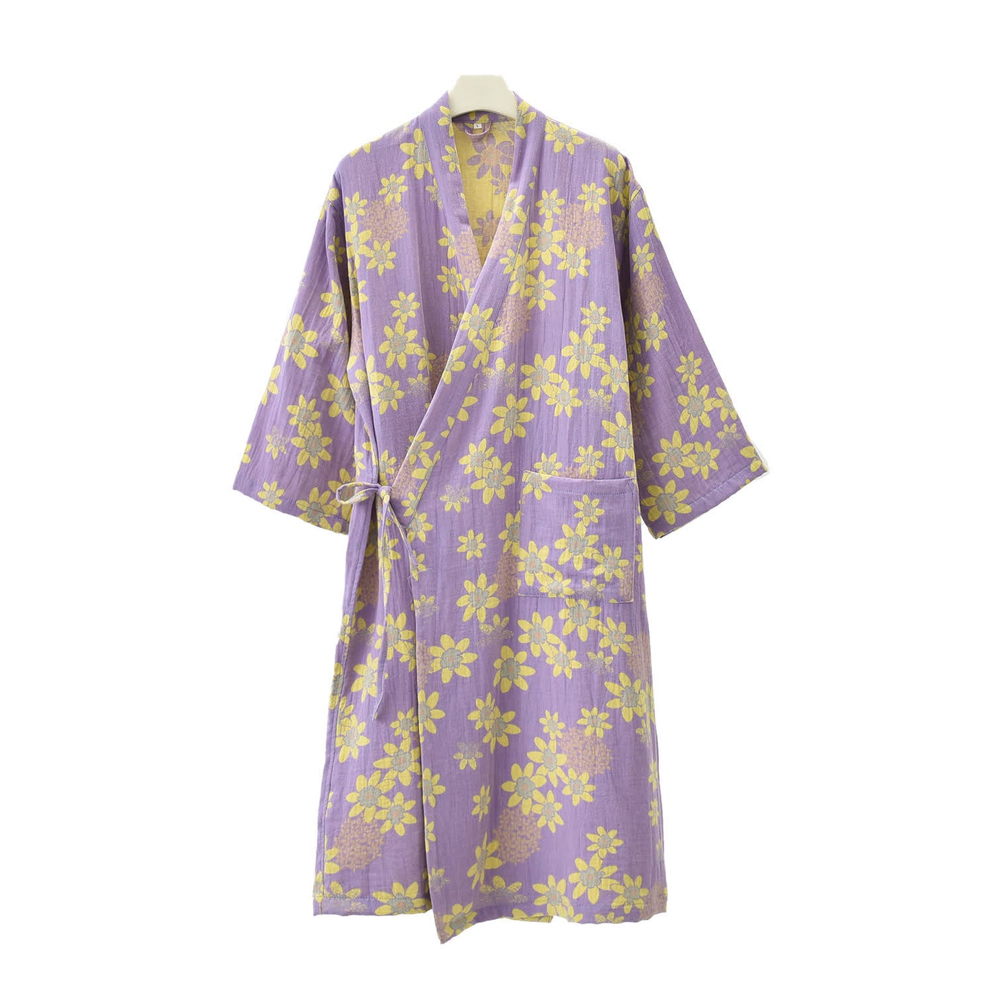 Accappatoio leggero in garza floreale jacquard
