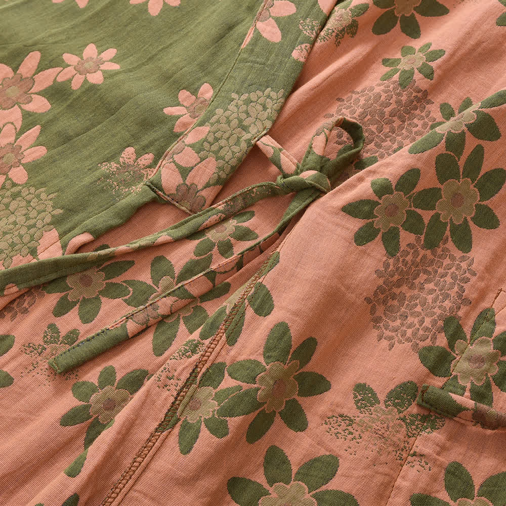 Accappatoio leggero in garza floreale jacquard