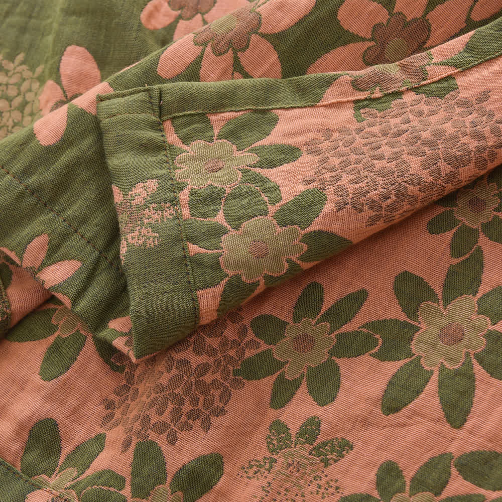Accappatoio leggero in garza floreale jacquard
