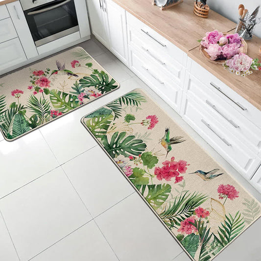 Tappetino da cucina con fiori e piante in stile pastorale primaverile