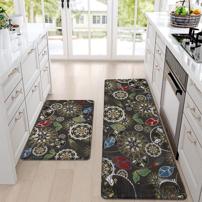 Tappetino da cucina con fiori e piante in stile pastorale primaverile