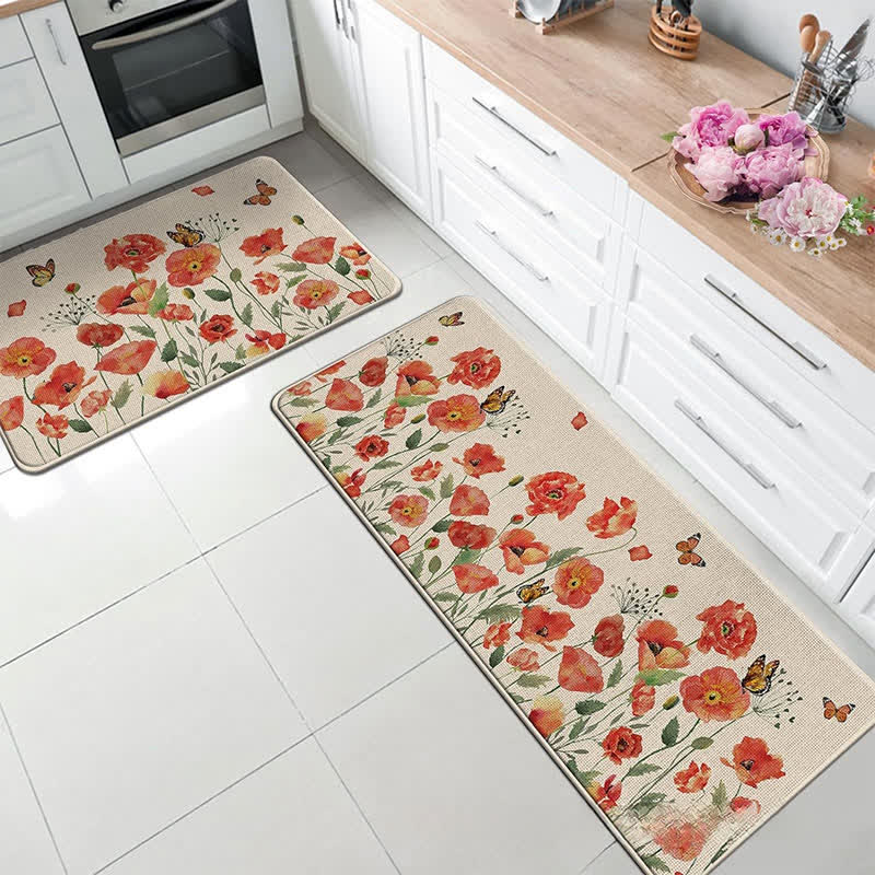 Tappetino da cucina con fiori e piante in stile pastorale primaverile