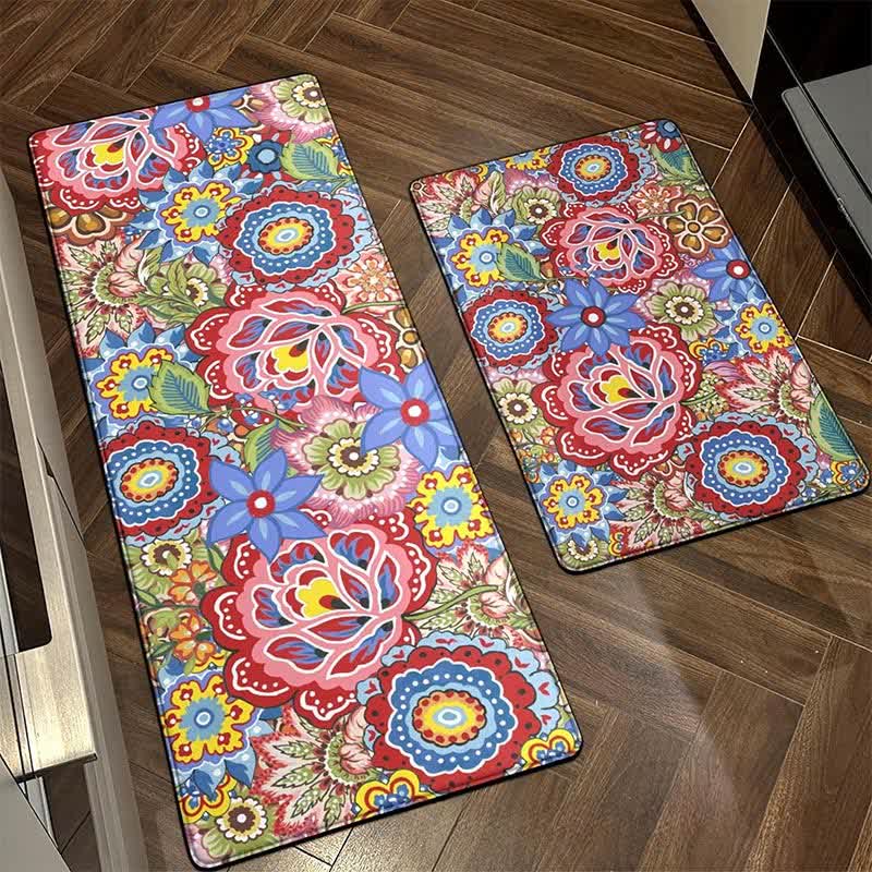 Tappetino da cucina con fiori e piante in stile pastorale primaverile