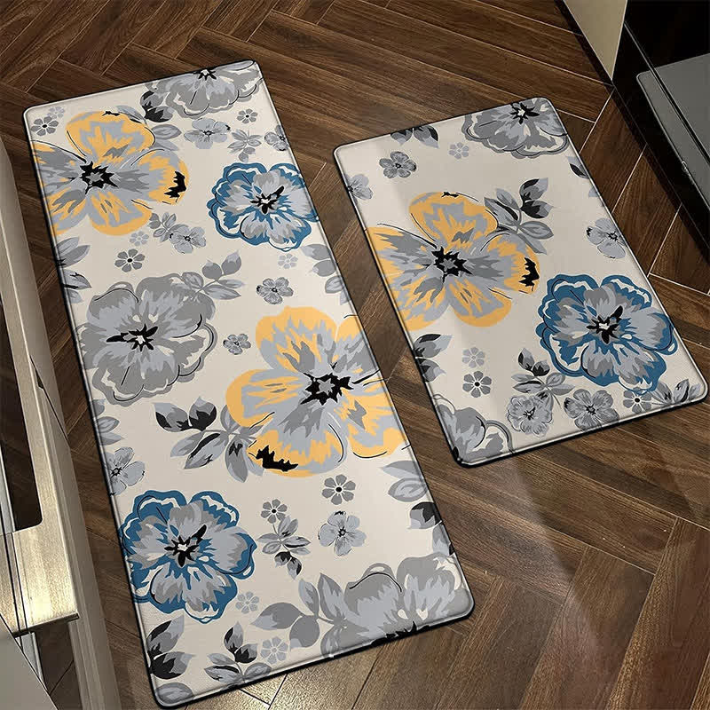 Tappetino da cucina con fiori e piante in stile pastorale primaverile