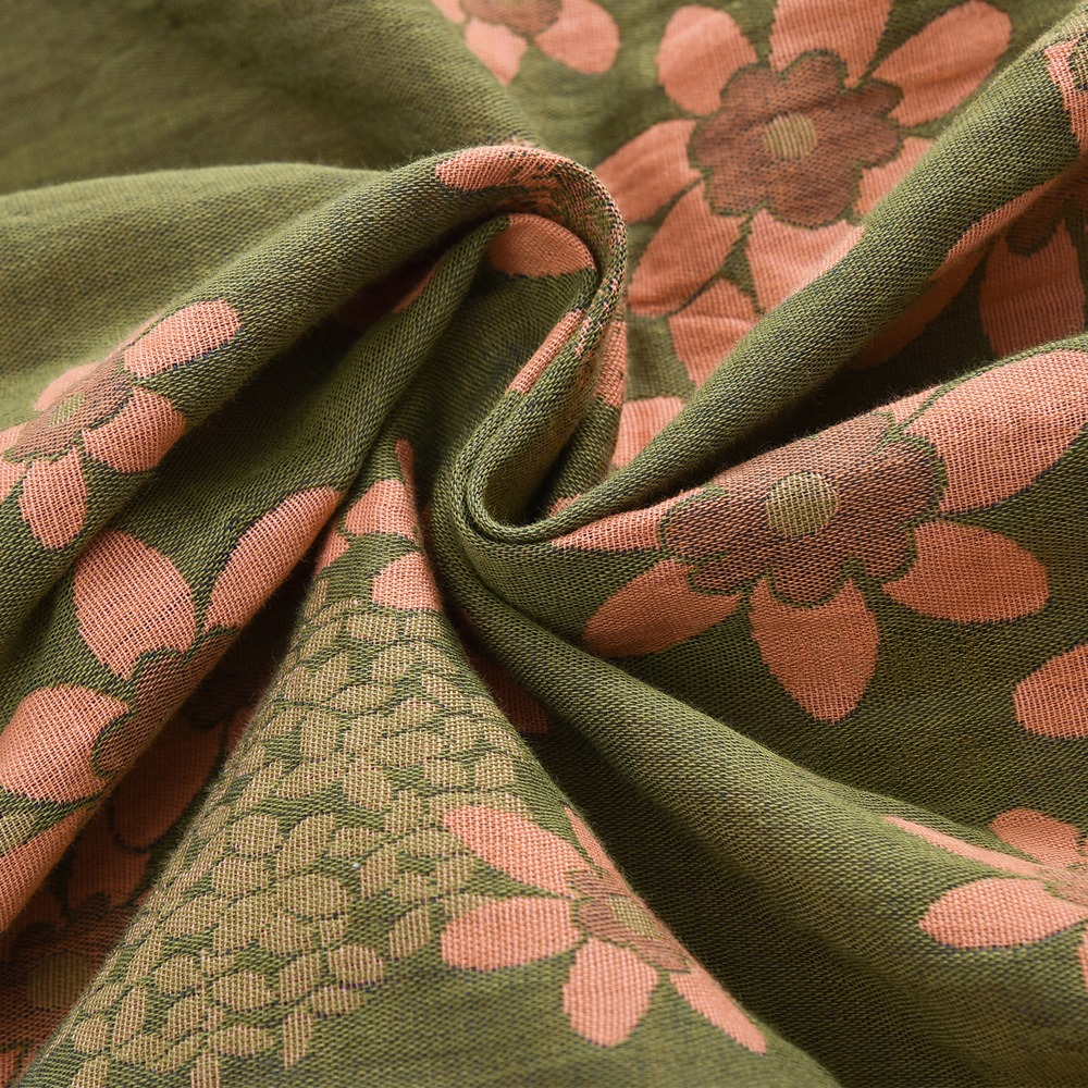 Accappatoio leggero in garza floreale jacquard