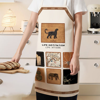 Grembiule impermeabile e resistente all'olio con motivo animali vintage