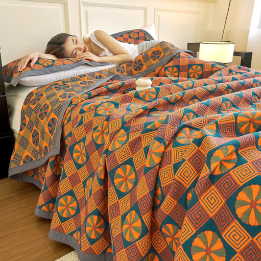 Trapunta vintage reversibile in garza di cotone