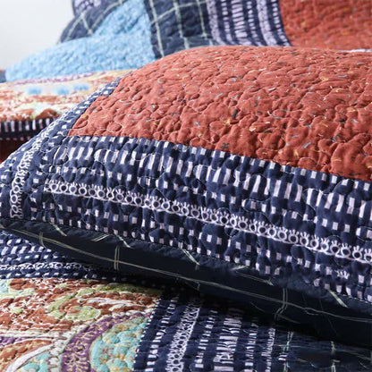 Set di biancheria da letto trapuntato in cotone con motivo Paisley retrò (3 pezzi)