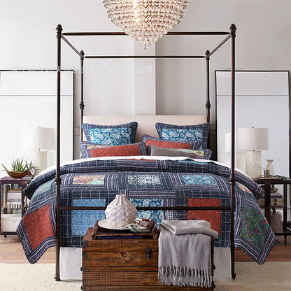 Set di biancheria da letto trapuntato in cotone con motivo Paisley retrò (3 pezzi)