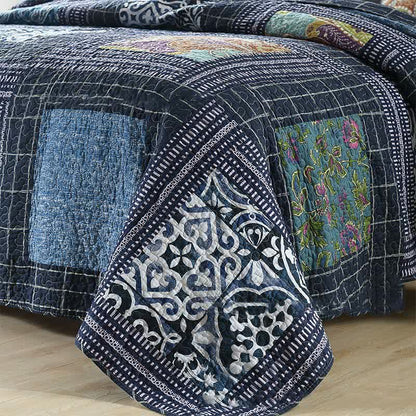 Set di biancheria da letto trapuntato in cotone con motivo Paisley retrò (3 pezzi)