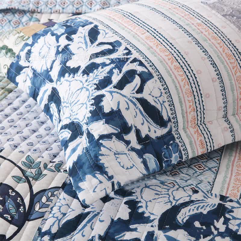 Set di biancheria da letto in cotone trapuntato con patchwork floreale (3 pezzi)