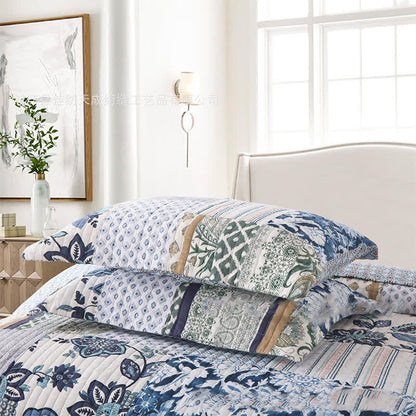 Set di biancheria da letto in cotone trapuntato con patchwork floreale (3 pezzi)
