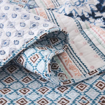 Set di biancheria da letto in cotone trapuntato con patchwork floreale (3 pezzi)