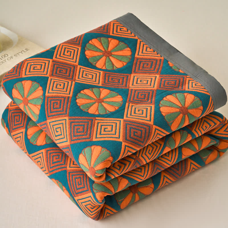 Trapunta vintage reversibile in garza di cotone