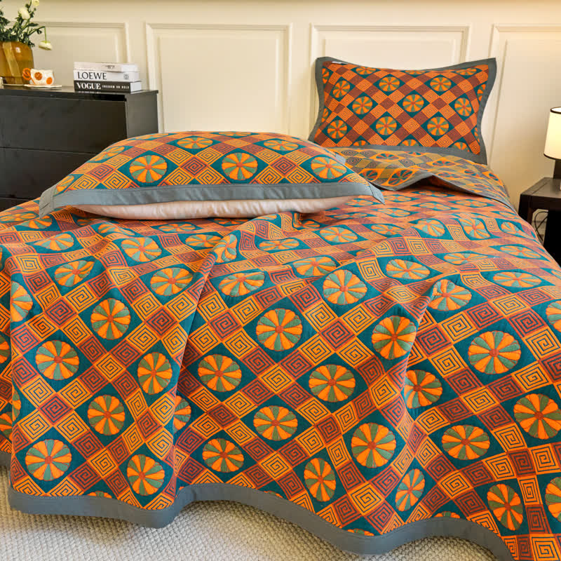 Trapunta vintage reversibile in garza di cotone