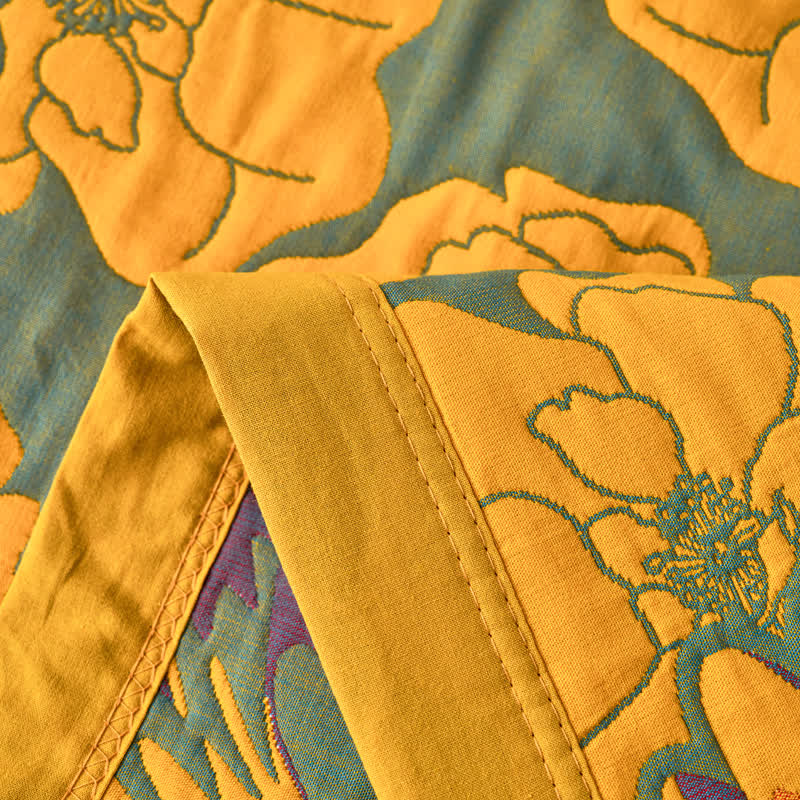 Coperta reversibile in garza di cotone con fiori in fiore