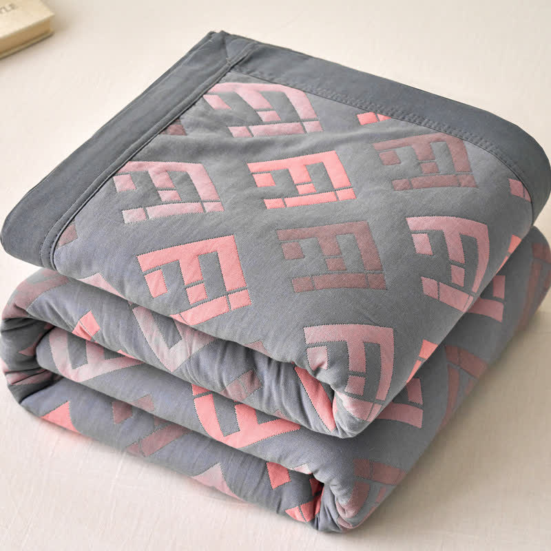 Coperta traspirante in garza di cotone jacquard di lusso