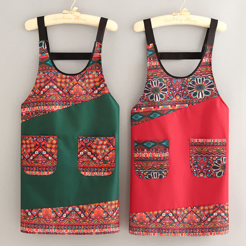 Elegante grembiule da cucina in stile etnico con tasche