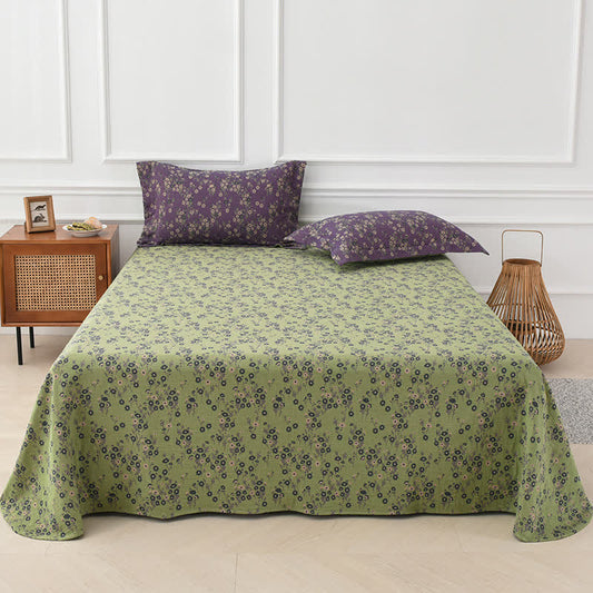 Copriletto floreale in garza di cotone tinto in filo jacquard