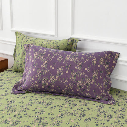 Copriletto floreale in garza di cotone tinto in filo jacquard
