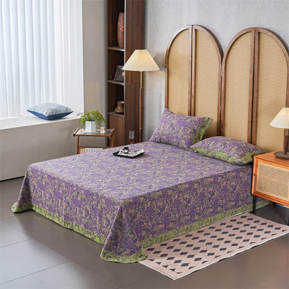 Set di biancheria da letto con copriletto in garza di cotone floreale (3 pezzi)