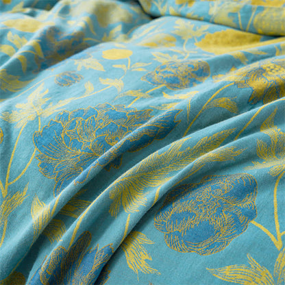 Set di biancheria da letto in garza di cotone traspirante con motivo floreale jacquard (3 pezzi)