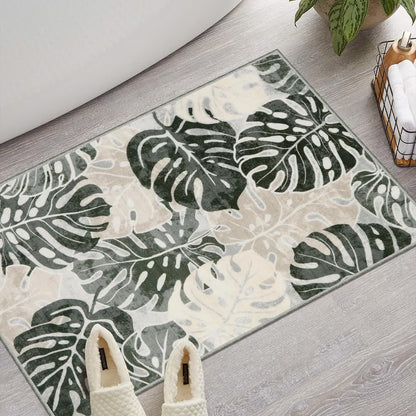 Tappeto con foglie e fiori di colore tropicale