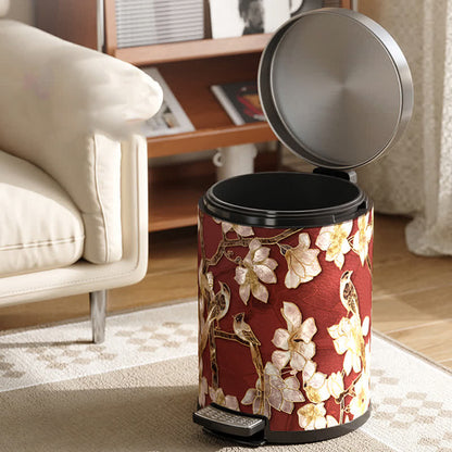 Cestino per la spazzatura in pelle di lusso Floral Bird
