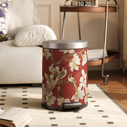 Cestino per la spazzatura in pelle di lusso Floral Bird