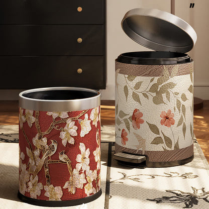 Cestino per la spazzatura in pelle di lusso Floral Bird