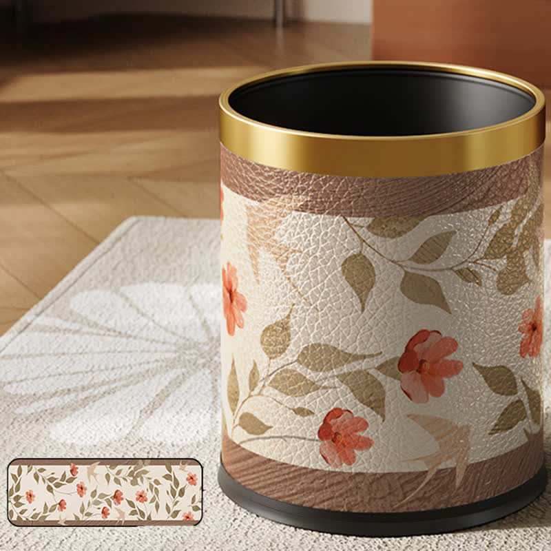 Cestino per la spazzatura in pelle di lusso Floral Bird