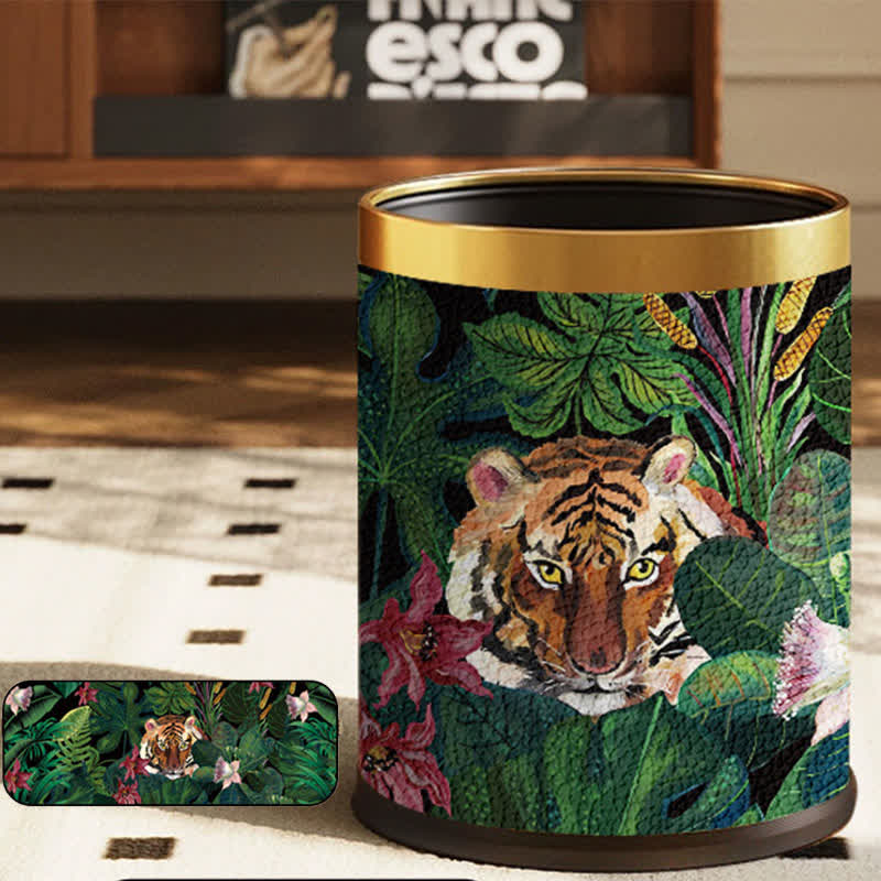 Cestino per rifiuti resistente in pelle Forest Tiger