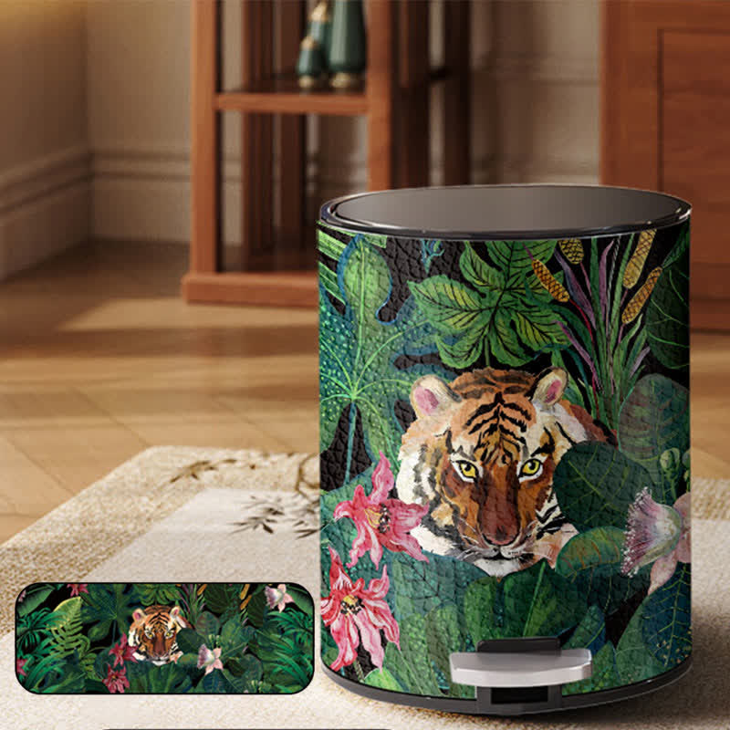 Cestino per rifiuti resistente in pelle Forest Tiger