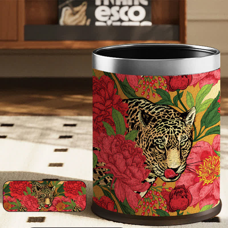 Cestino per rifiuti resistente in pelle Forest Tiger