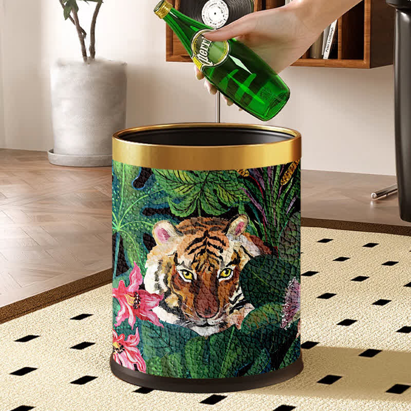 Cestino per rifiuti resistente in pelle Forest Tiger