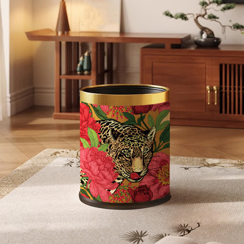 Cestino per rifiuti resistente in pelle Forest Tiger
