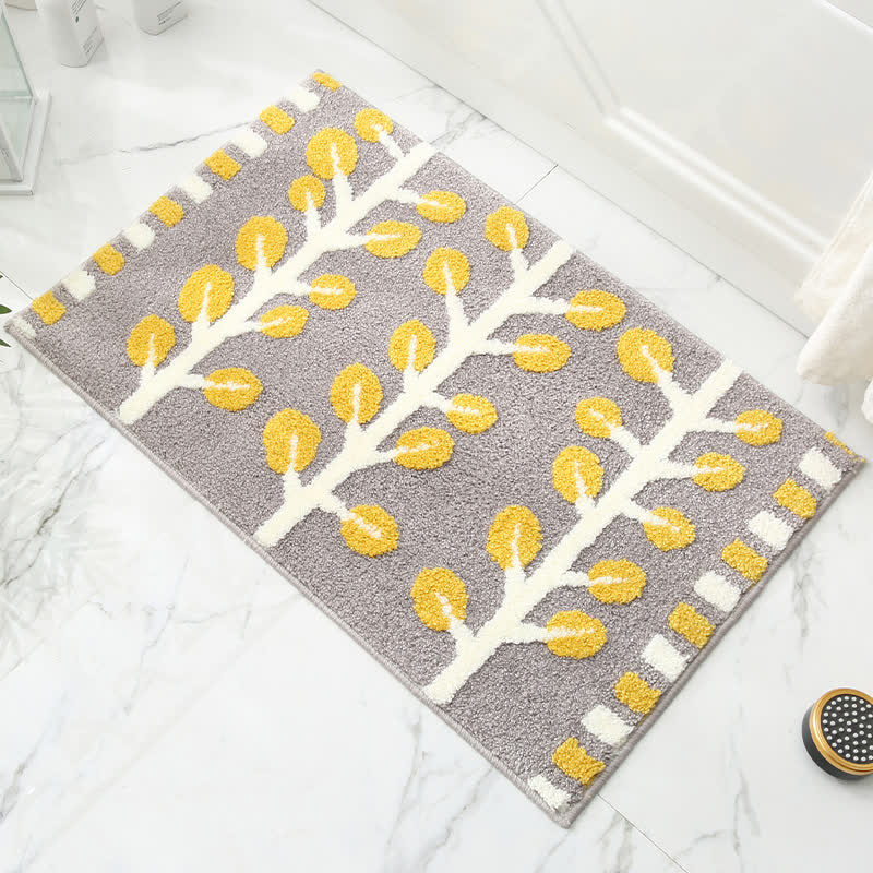 Tappeto antiscivolo assorbente in cashmere con stampa a foglie