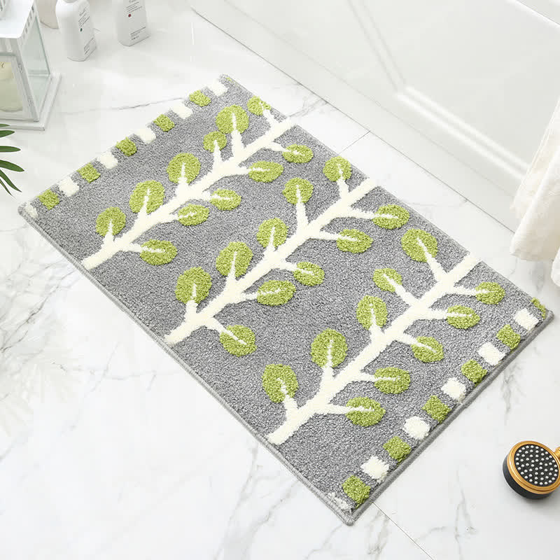 Tappeto antiscivolo assorbente in cashmere con stampa a foglie