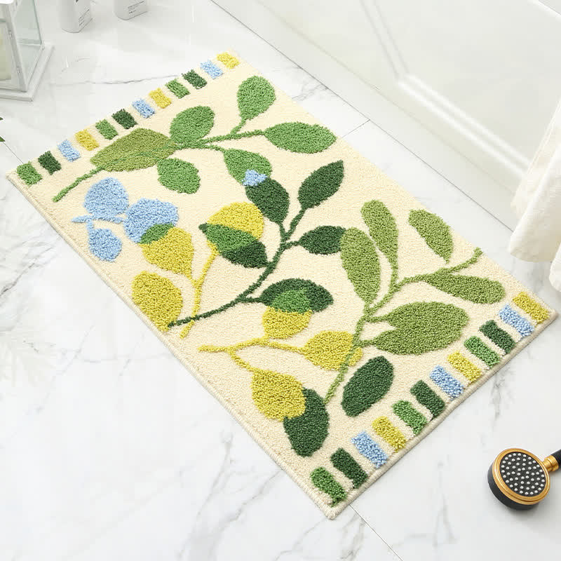 Tappeto antiscivolo assorbente in cashmere con stampa a foglie
