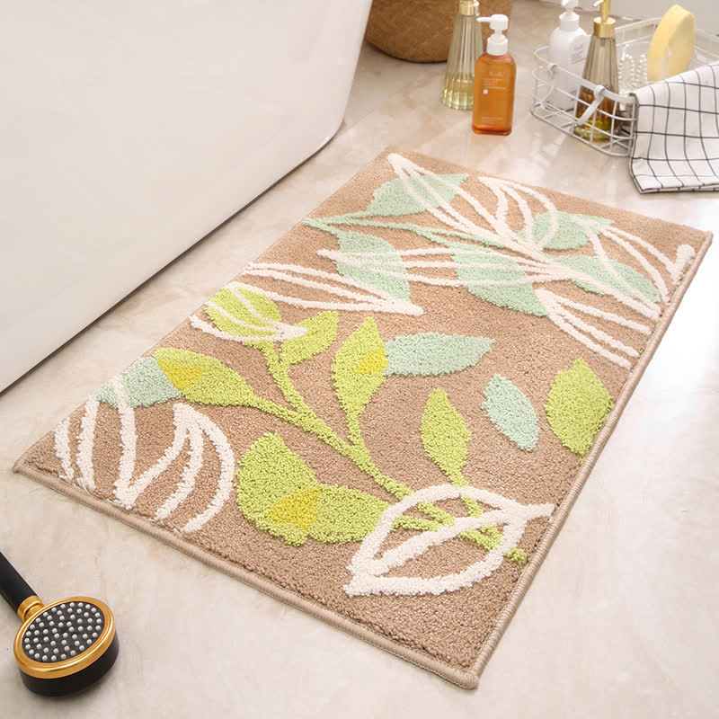 Tappeto antiscivolo assorbente in cashmere con stampa a foglie