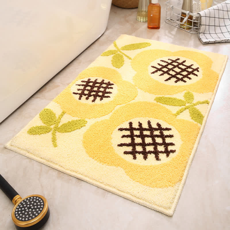 Tappeto antiscivolo assorbente in cashmere con stampa a foglie