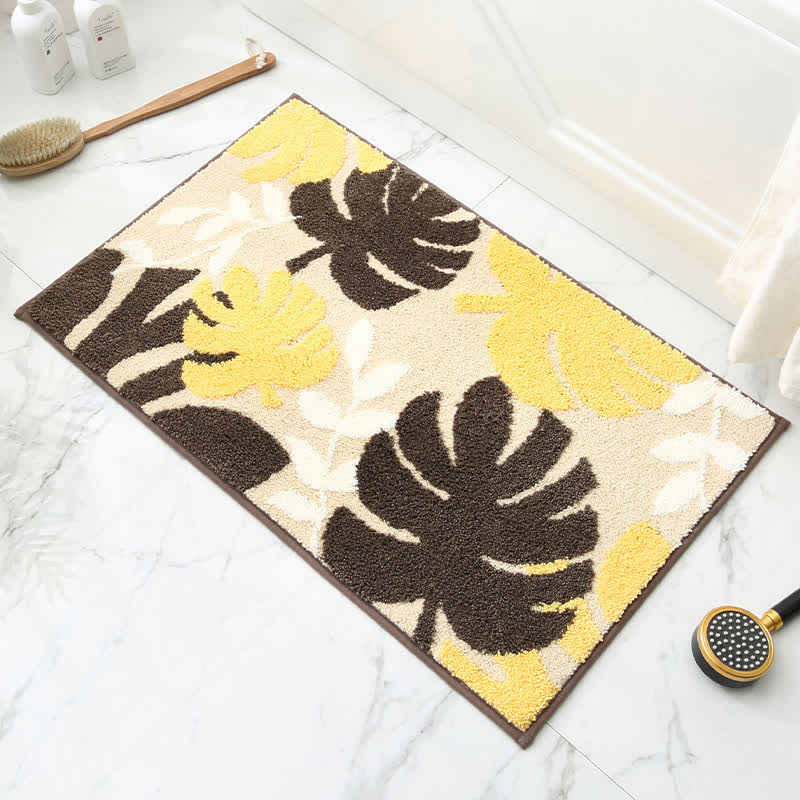 Tappeto antiscivolo assorbente in cashmere con stampa a foglie