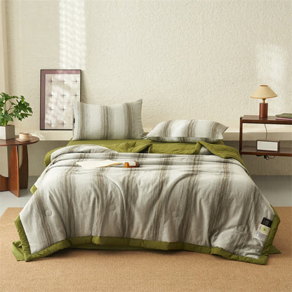 Biancheria da letto traspirante in puro cotone jacquard a righe