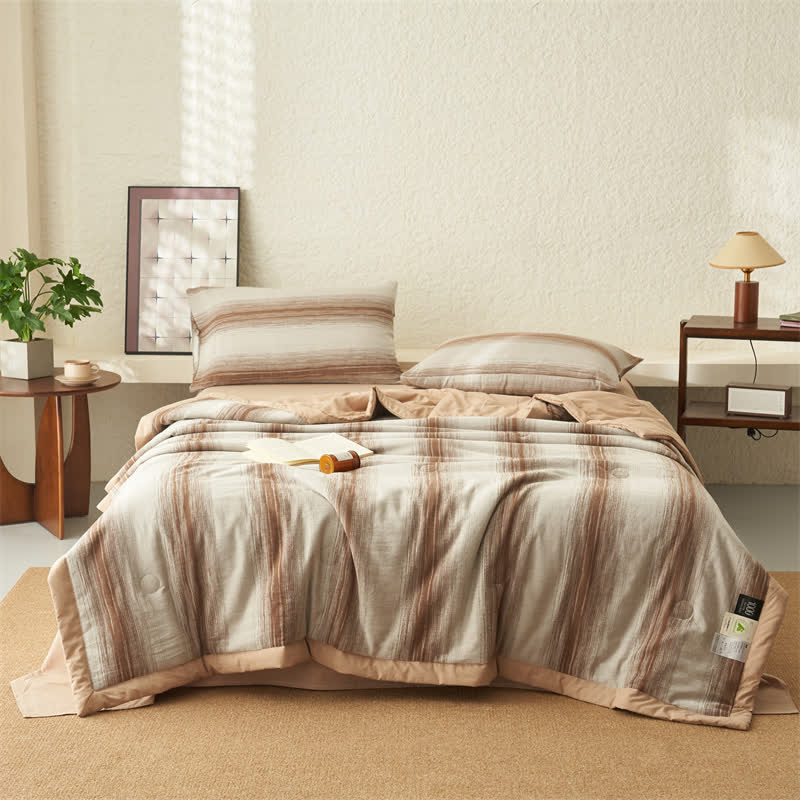 Biancheria da letto traspirante in puro cotone jacquard a righe