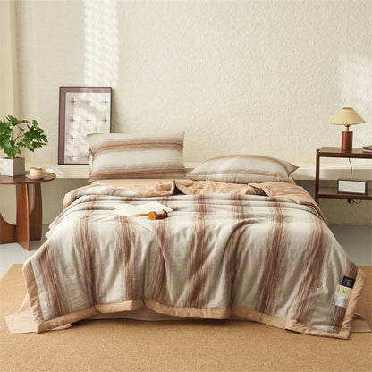 Biancheria da letto traspirante in puro cotone jacquard a righe