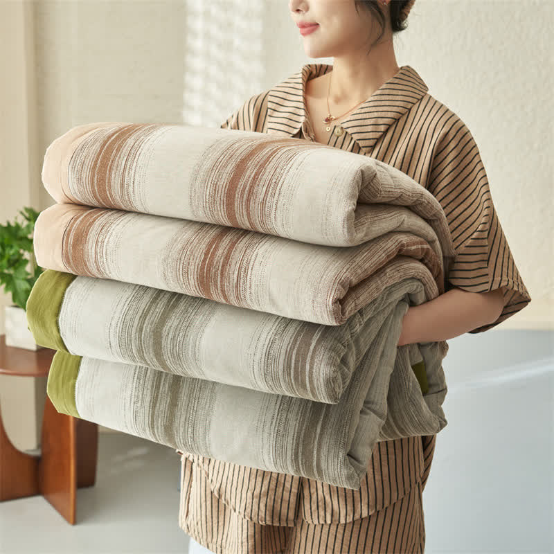 Biancheria da letto traspirante in puro cotone jacquard a righe