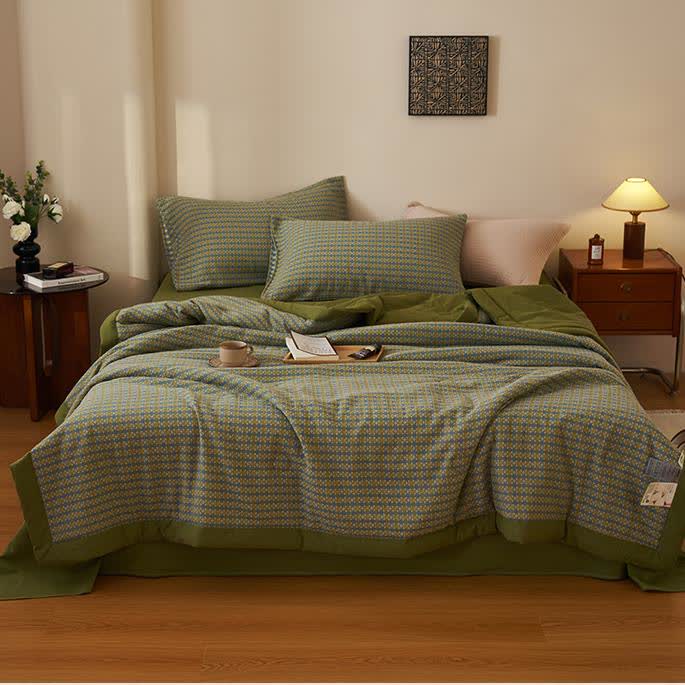 Biancheria da letto in puro cotone morbido jacquard tinto in filo